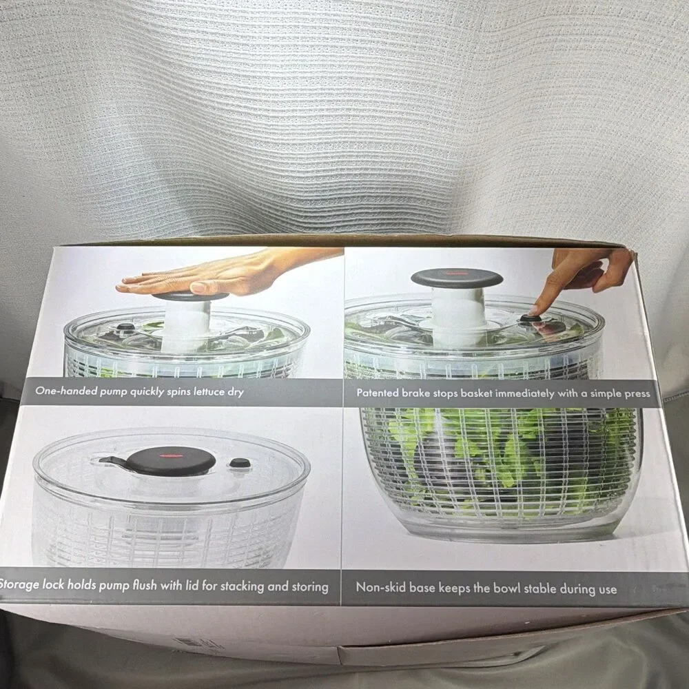 OXO SoftWorks Salad Spinner 1045421 Manual Pump Clear Bowl Plastic